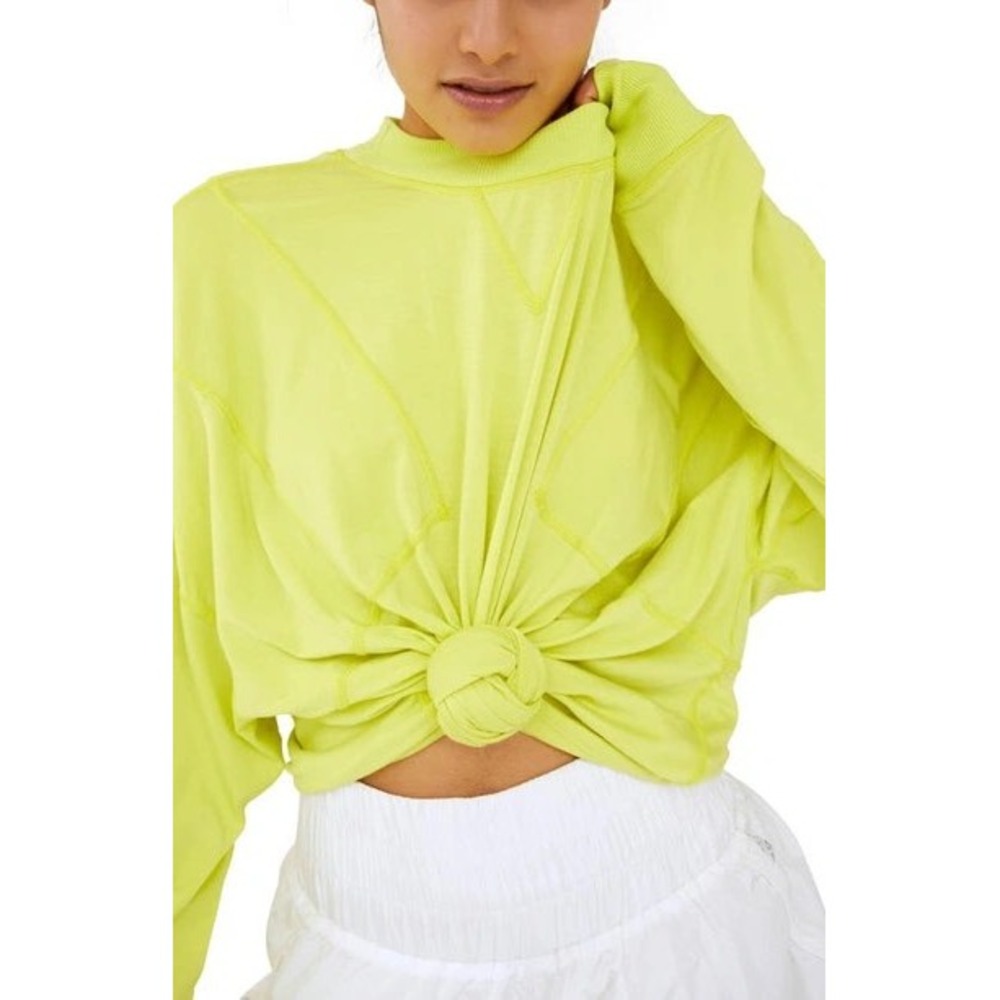 Free People FP Movement Runner Up Long Sleeve Shirt Neon Yellow Activewear Small